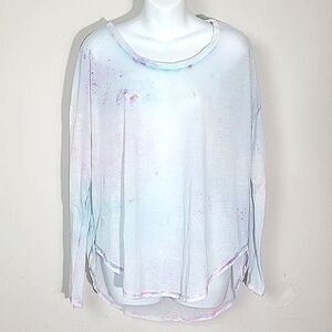 Mouchette Tshirt White turquoise and purple tie dye long sleeve Small